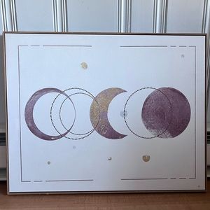 Moon Phases Painting Wall Decor Framed Canvas